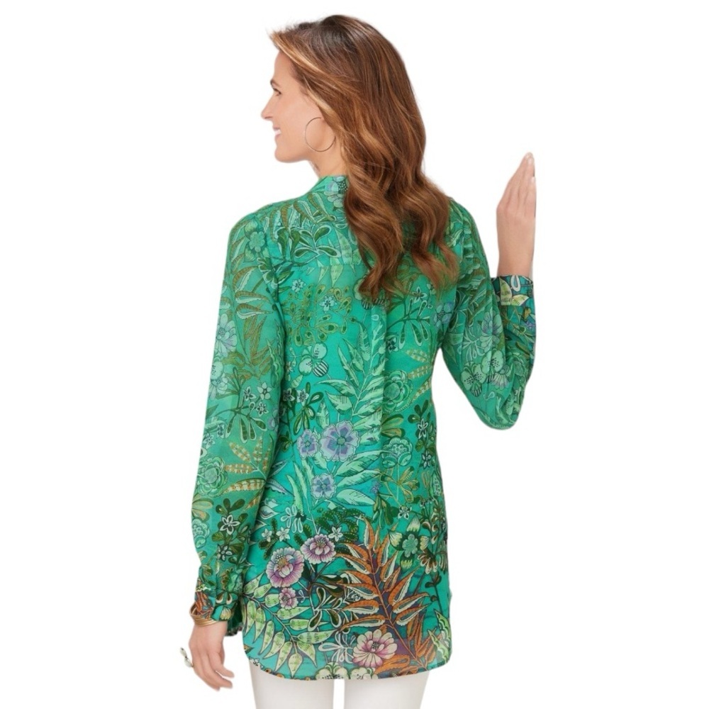 NWOT Soft Surroundings Luau Garden Tunic Blouse Top M